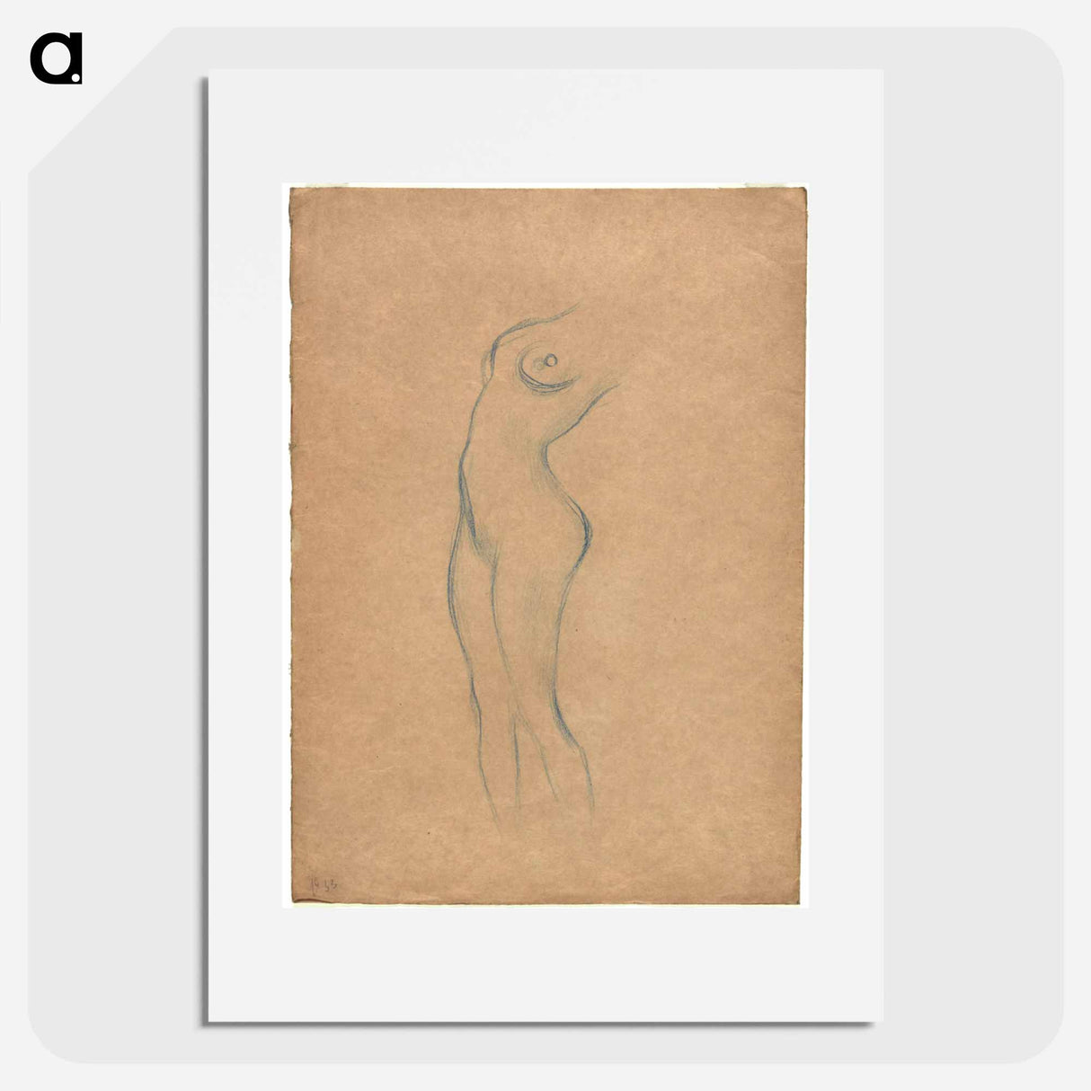 Study for a standing female nude to the left - グスタフ クリムト Poster.