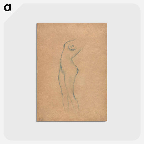 アートポストカード-Study for a standing female nude to the left - グスタフ クリムト Postcard.