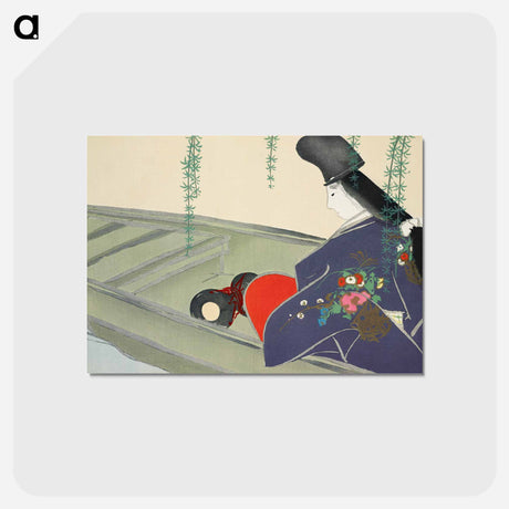 アートポストカード-Boat from Momoyogusa–Flowers of a Hundred Generations - 神坂 雪佳 Postcard.