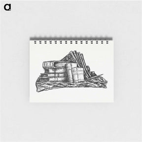 アートメモ帳-Stack of books and stationery - レオ ヘステル Memo.