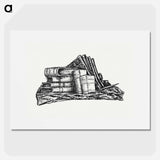 Stack of books and stationery - Leo Gerstel Poster.