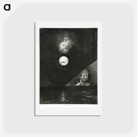 アートポストカード-À Edgar Poe (À l'horizon l'Ange des Certitudes, et dans le ciel sombre, un regard intérrogateur) - オディロン ルドン Postcard.