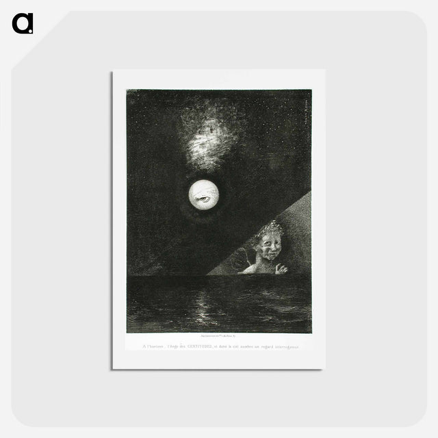 アートポストカード-À Edgar Poe (À l'horizon l'Ange des Certitudes, et dans le ciel sombre, un regard intérrogateur) - オディロン ルドン Postcard.