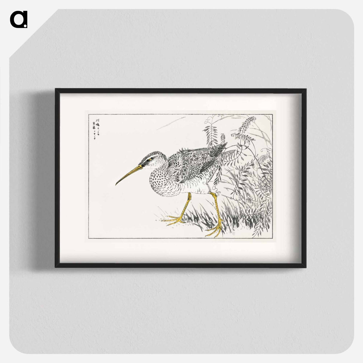 アートポスター-Eastern Whimbrel and Wisteria Vine
 - 鳥類図鑑 Poster.