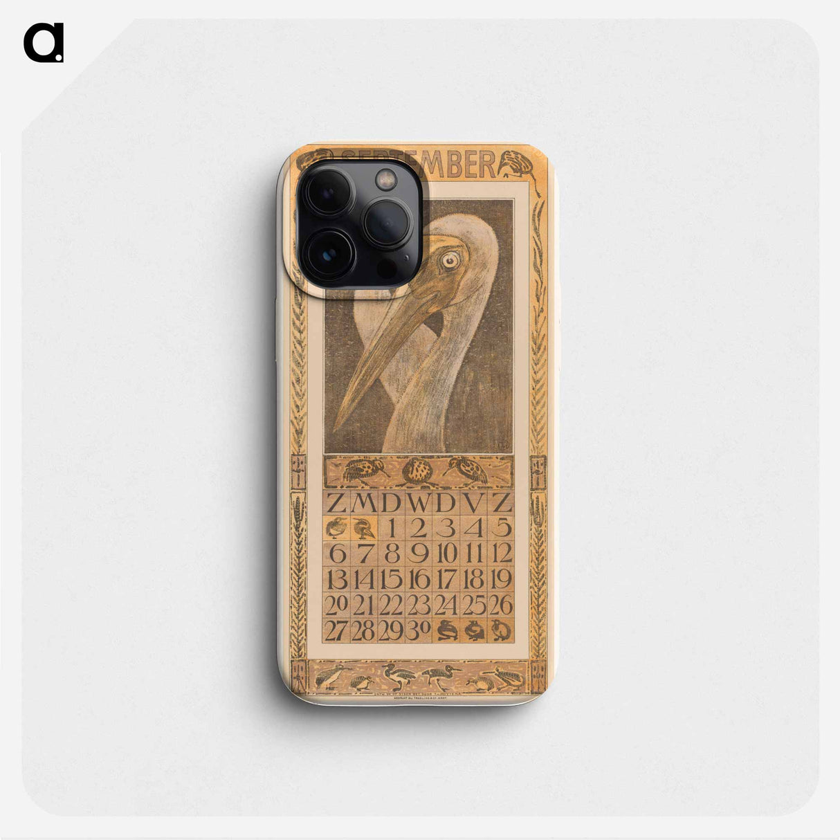 Kalenderblad september met twee vogels - テオ ヴァン ホイテマ Phone Case.