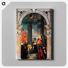 アートパネル-The Madonna of the Pesaro Family - ティツィアーノ ヴェチェッリオ Canvas.