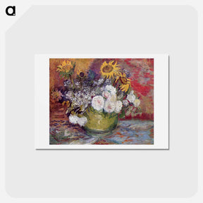 アートポストカード-Bowl With Sunflowers Roses And Other Flowers - フィンセント ファン ゴッホ Postcard.