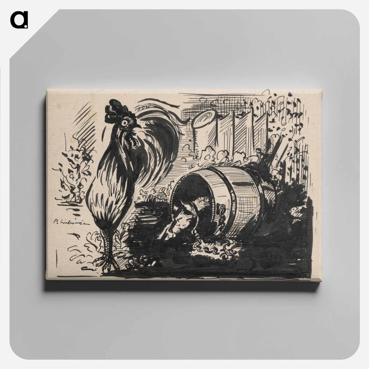 The cock and the dog - アーノルド ピーター ワイズ クビンチャン Canvas.