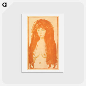 アートポストカード-The Sin, Woman with Red Hair and Green Eyes - エドヴァルド ムンク Postcard.