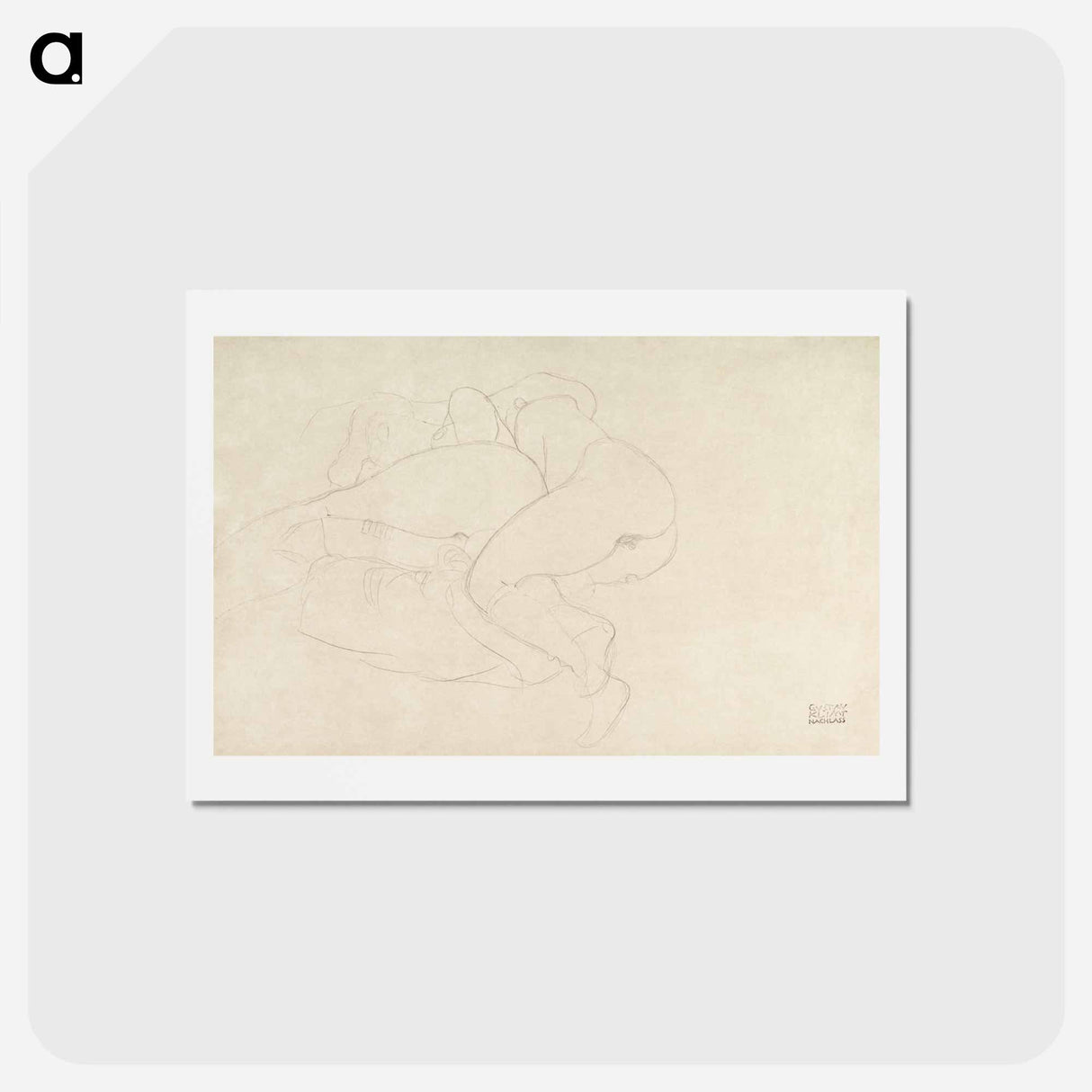 アートポストカード-Two Women Friends Reclining - グスタフ クリムト Postcard.