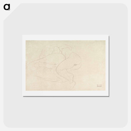 アートポストカード-Two Women Friends Reclining - グスタフ クリムト Postcard.