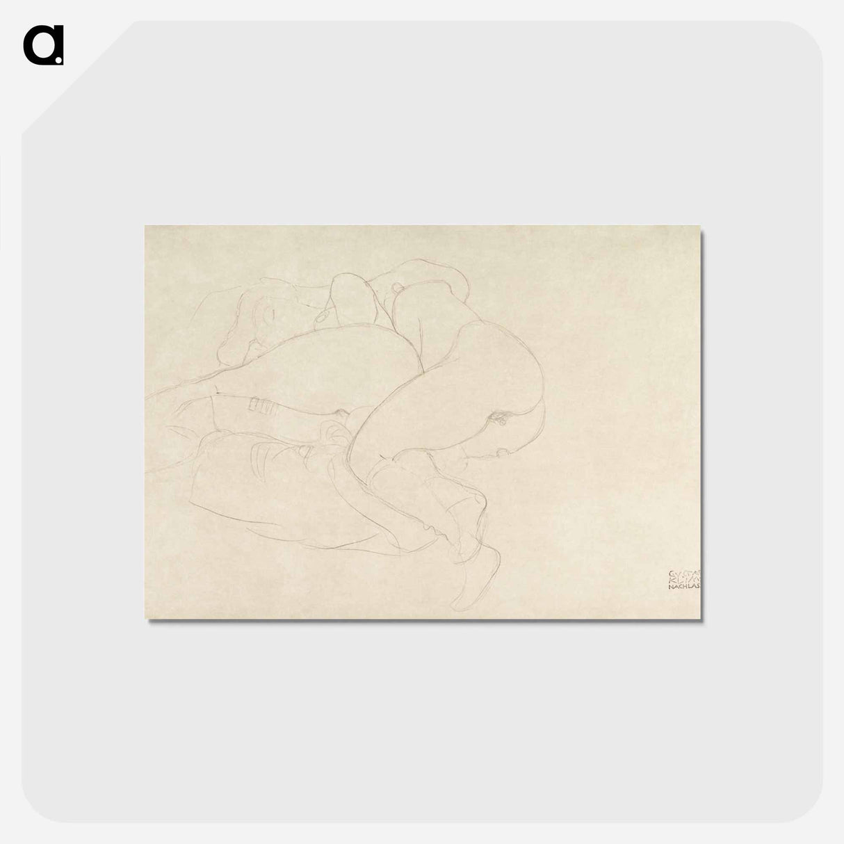 アートポストカード-Two Women Friends Reclining - グスタフ クリムト Postcard.