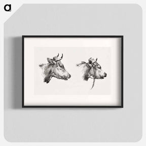 アートポスター-Two bull heads by Jean Bernard - ジャン ベルナール Poster.