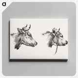 アートパネル-Two bull heads by Jean Bernard - ジャン ベルナール Canvas.
