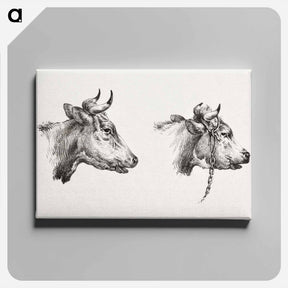 アートパネル-Two bull heads by Jean Bernard - ジャン ベルナール Canvas.