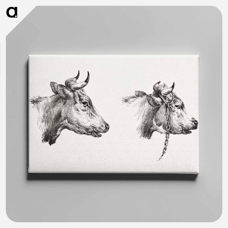 アートパネル-Two bull heads by Jean Bernard - ジャン ベルナール Canvas.