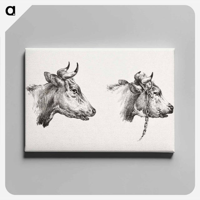 アートパネル-Two bull heads by Jean Bernard - ジャン ベルナール Canvas.