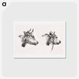 アートポストカード-Two bull heads by Jean Bernard - ジャン ベルナール Postcard.