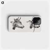 Two bull heads by Jean Bernard - Jean Bernard Phone Case.