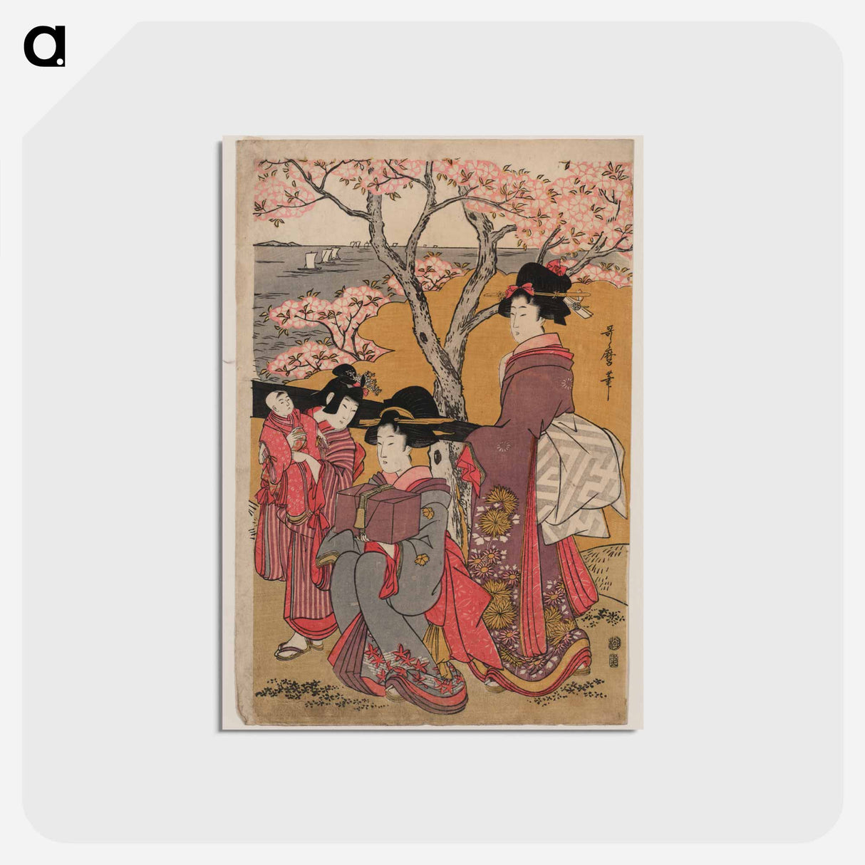 アートポストカード-Gotenyama no hanami migi - 喜多川 歌麿 Postcard.