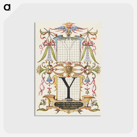 アートポストカード-Guide for Constructing the Letter Y from Mira Calligraphiae Monumenta
 - 書道のお手本 Postcard.
