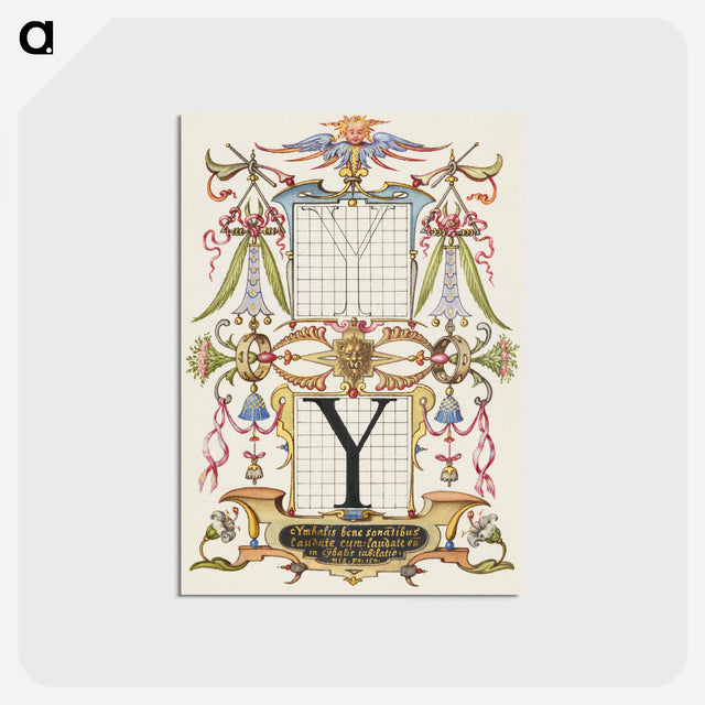アートポストカード-Guide for Constructing the Letter Y from Mira Calligraphiae Monumenta
 - 書道のお手本 Postcard.