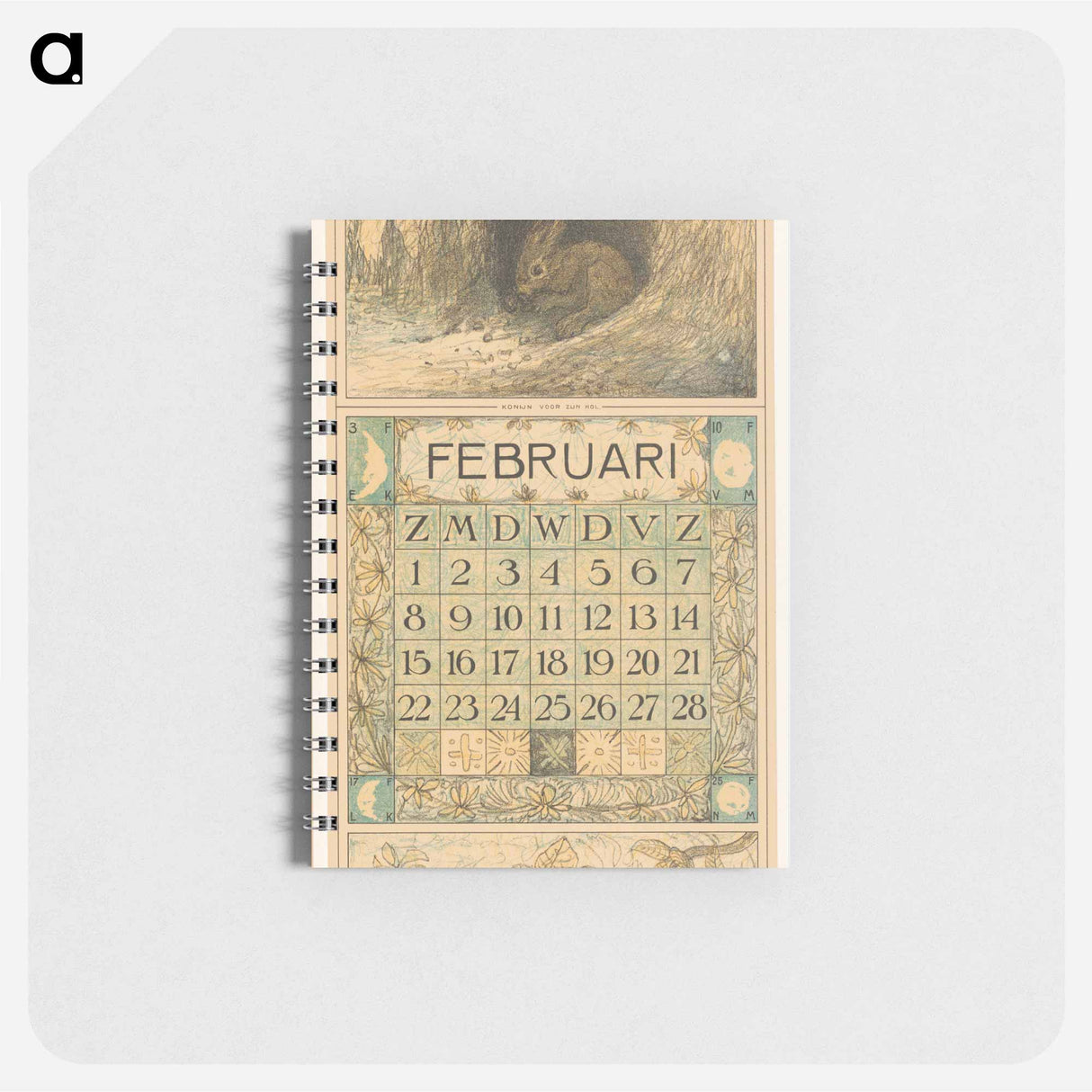 Kalenderblad februari met konijn - テオ ヴァン ホイテマ Memo.