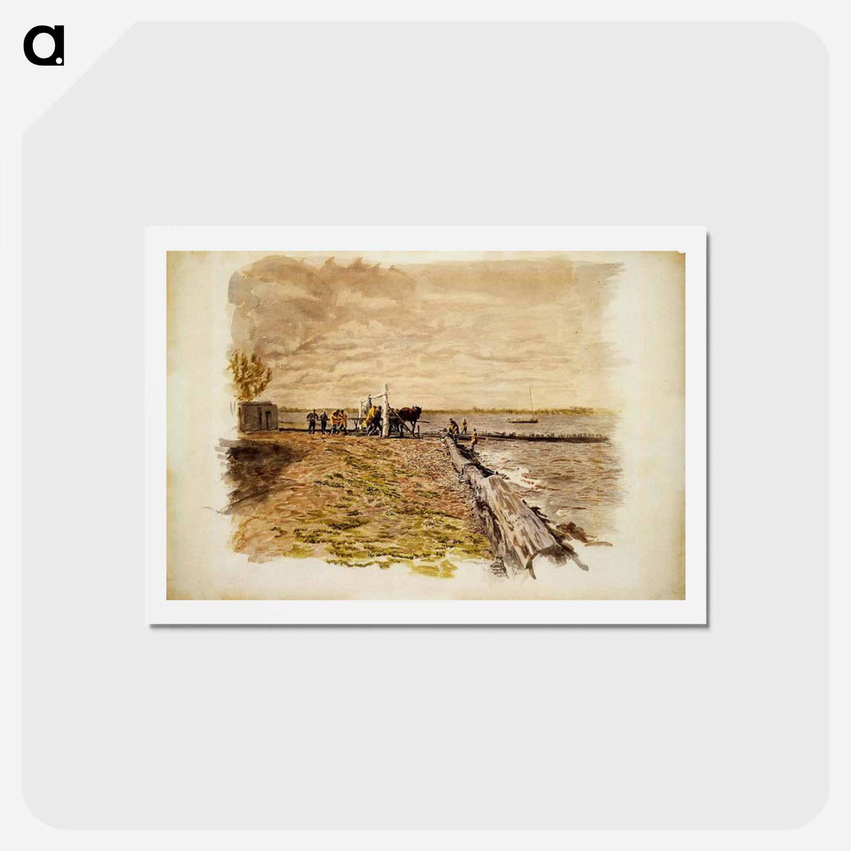 アートポストカード-Drawing the Seine - トーマス エイキンズ Postcard.