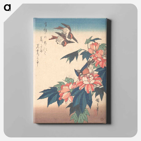 アートパネル-Egret in Iris and Grasses
 - 歌川 広重 Canvas.