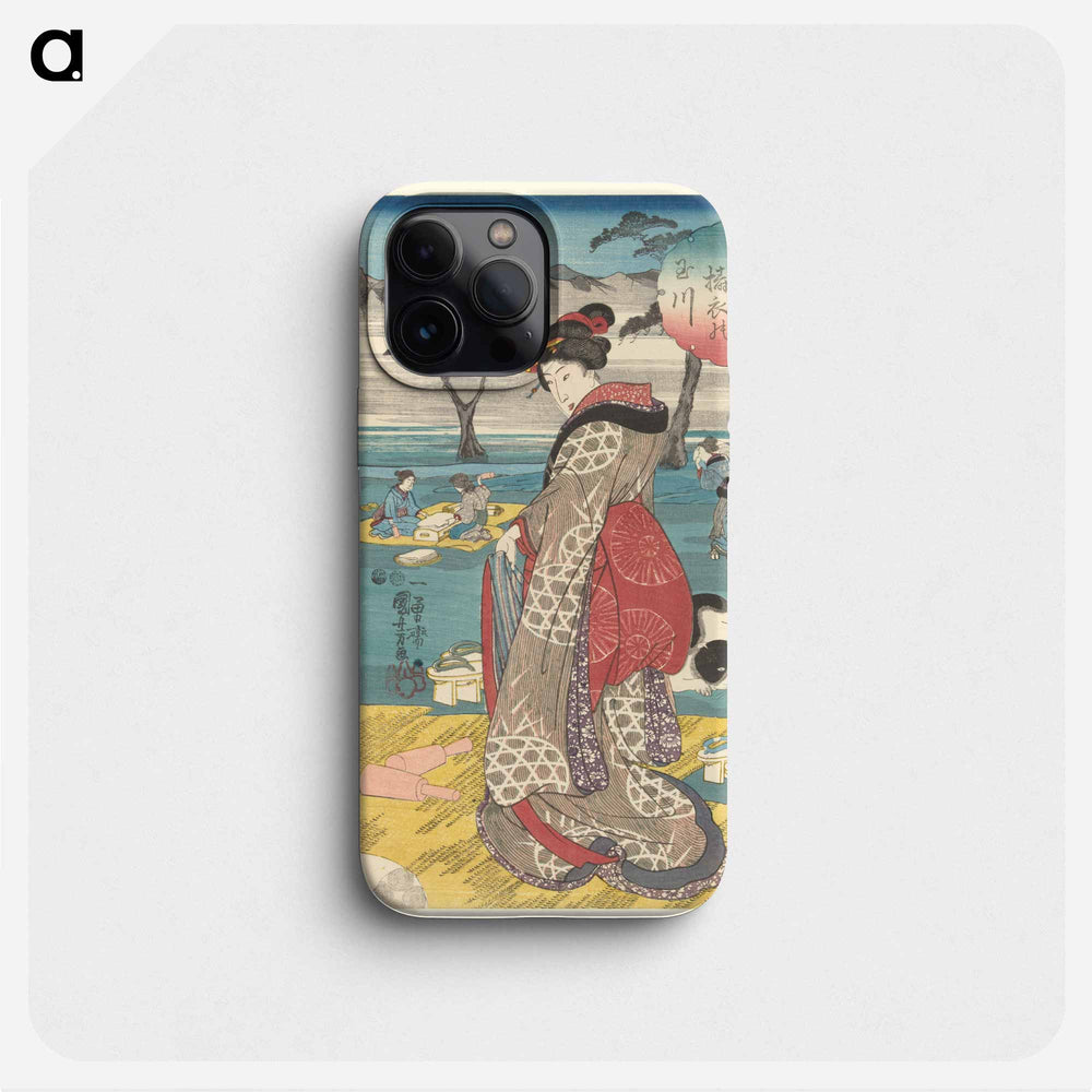 De Toi Tama rivier in de provincie Settsu - 歌川 国芳 Phone Case.