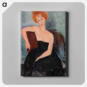 アートパネル-Redheaded Girl in Evening Dress - アメデオ モディリアーニ Canvas.