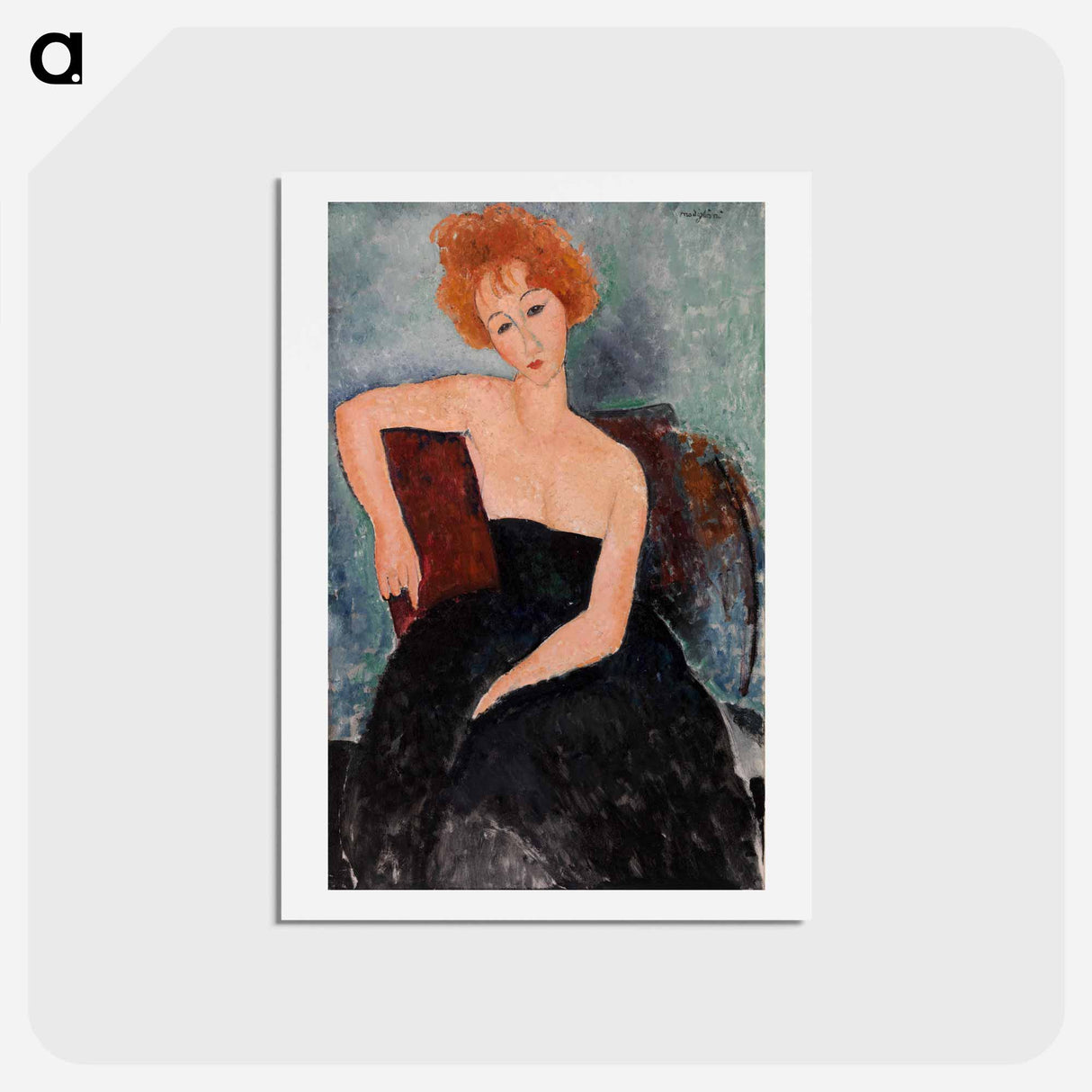 アートポストカード-Redheaded Girl in Evening Dress - アメデオ モディリアーニ Postcard.