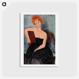 アートポストカード-Redheaded Girl in Evening Dress - アメデオ モディリアーニ Postcard.