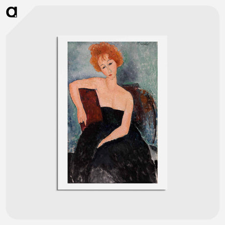 アートポストカード-Redheaded Girl in Evening Dress - アメデオ モディリアーニ Postcard.