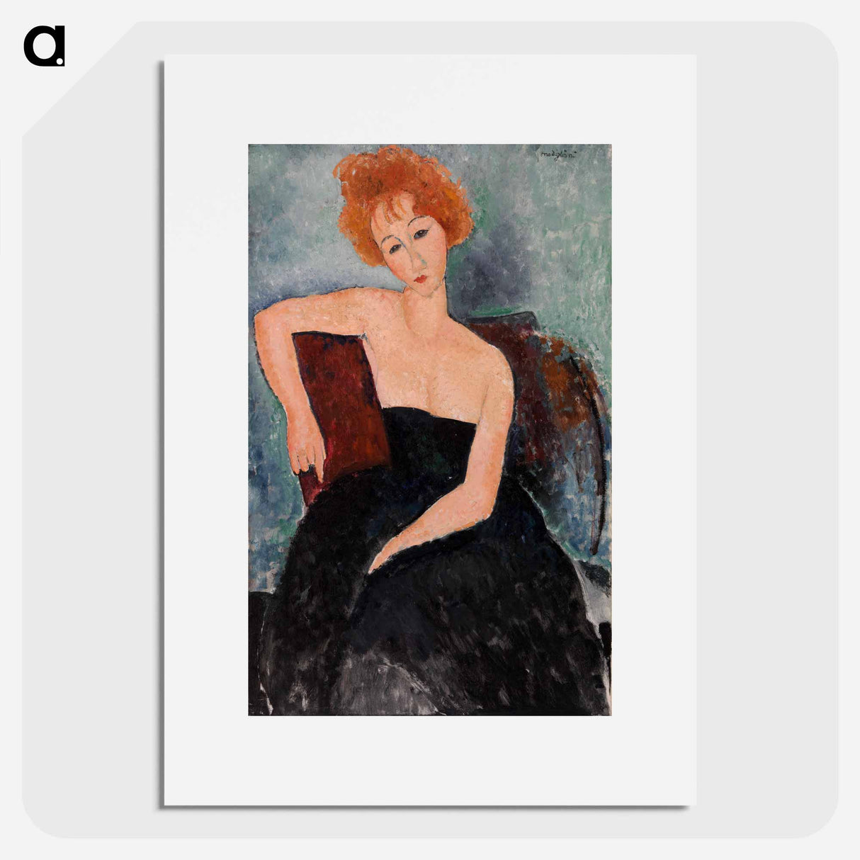 Redheaded Girl in Evening Dress - アメデオ モディリアーニ Poster.