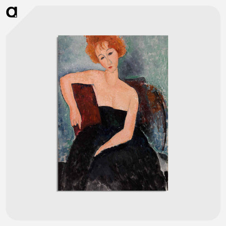 アートポストカード-Redheaded Girl in Evening Dress - アメデオ モディリアーニ Postcard.