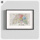 Plattegrond van Amsterdam met verdeling in halve brigades en bataljons van de Nationale Garde - アンティーク地図 Poster.