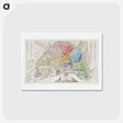 アートポストカード-Plattegrond van Amsterdam met verdeling in halve brigades en bataljons van de Nationale Garde - アンティーク地図 Postcard.