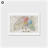 アートポストカード-Plattegrond van Amsterdam met verdeling in halve brigades en bataljons van de Nationale Garde - アンティーク地図 Postcard.