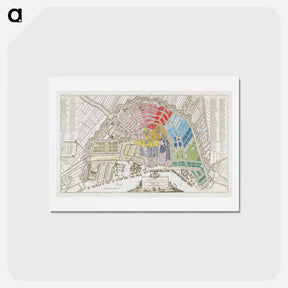 アートポストカード-Plattegrond van Amsterdam met verdeling in halve brigades en bataljons van de Nationale Garde - アンティーク地図 Postcard.