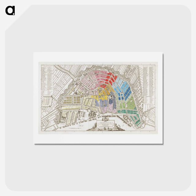 アートポストカード-Plattegrond van Amsterdam met verdeling in halve brigades en bataljons van de Nationale Garde - アンティーク地図 Postcard.