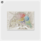 アートポストカード-Plattegrond van Amsterdam met verdeling in halve brigades en bataljons van de Nationale Garde - アンティーク地図 Postcard.