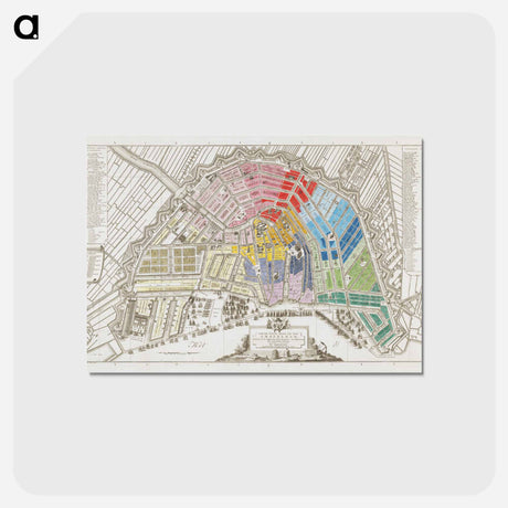 アートポストカード-Plattegrond van Amsterdam met verdeling in halve brigades en bataljons van de Nationale Garde - アンティーク地図 Postcard.
