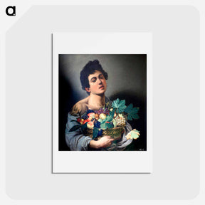 アートポストカード-Boy with a Basket of Fruit - カラヴァッジョ Postcard.