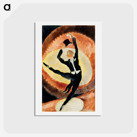 アートポストカード-In Vaudeville: Acrobatic Male Dancer with Top Hat - チャールズ デムス Postcard.