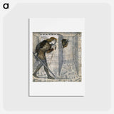 アートポストカード-Tile Design - Theseus and the Minotaur in the Labyrinth - エドワード バーン ジョーンズ Postcard.