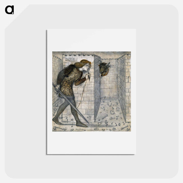 アートポストカード-Tile Design - Theseus and the Minotaur in the Labyrinth - エドワード バーン ジョーンズ Postcard.