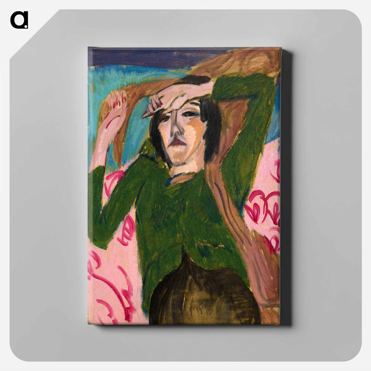 アートパネル-Woman in the Green Blouse - エルンスト ルートヴィヒ キルヒナー Canvas.