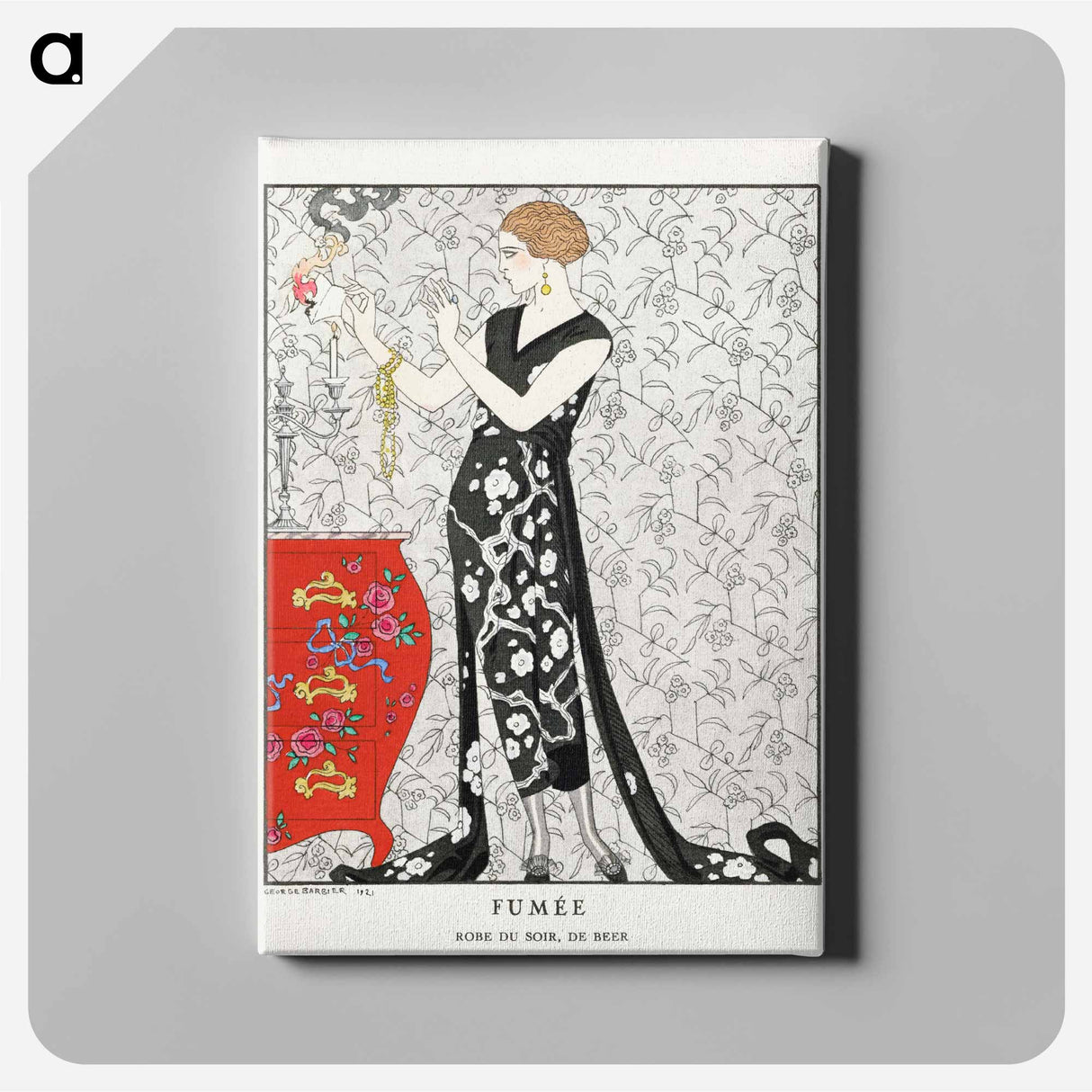 アートパネル-Fumée: Robe du soir, de Beer fashion illustration - ジョージ バービエ Canvas.