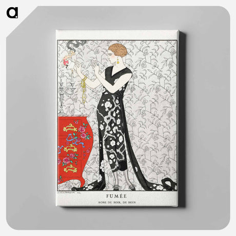 アートパネル-Fumée: Robe du soir, de Beer fashion illustration - ジョージ バービエ Canvas.
